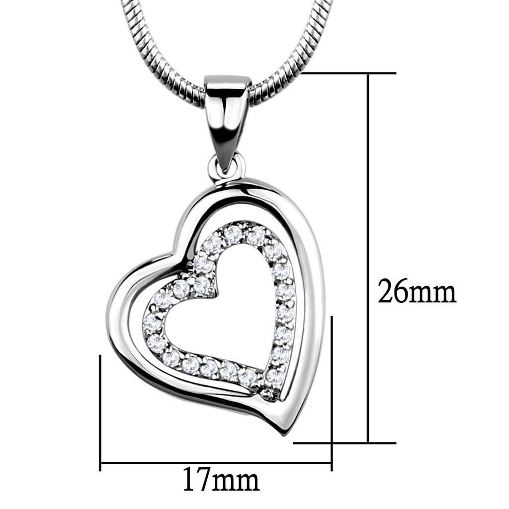 3W841 - Rhodium Brass Chain Pendant with AAA Grade CZ in Clear-1