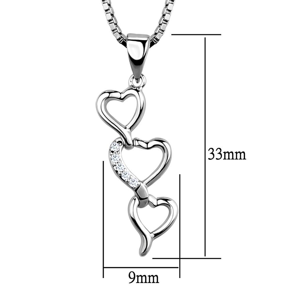 3W843 - Rhodium Brass Chain Pendant with AAA Grade CZ in Clear-1