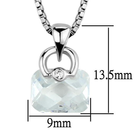 3W844 - Rhodium Brass Chain Pendant with AAA Grade CZ in Clear-1