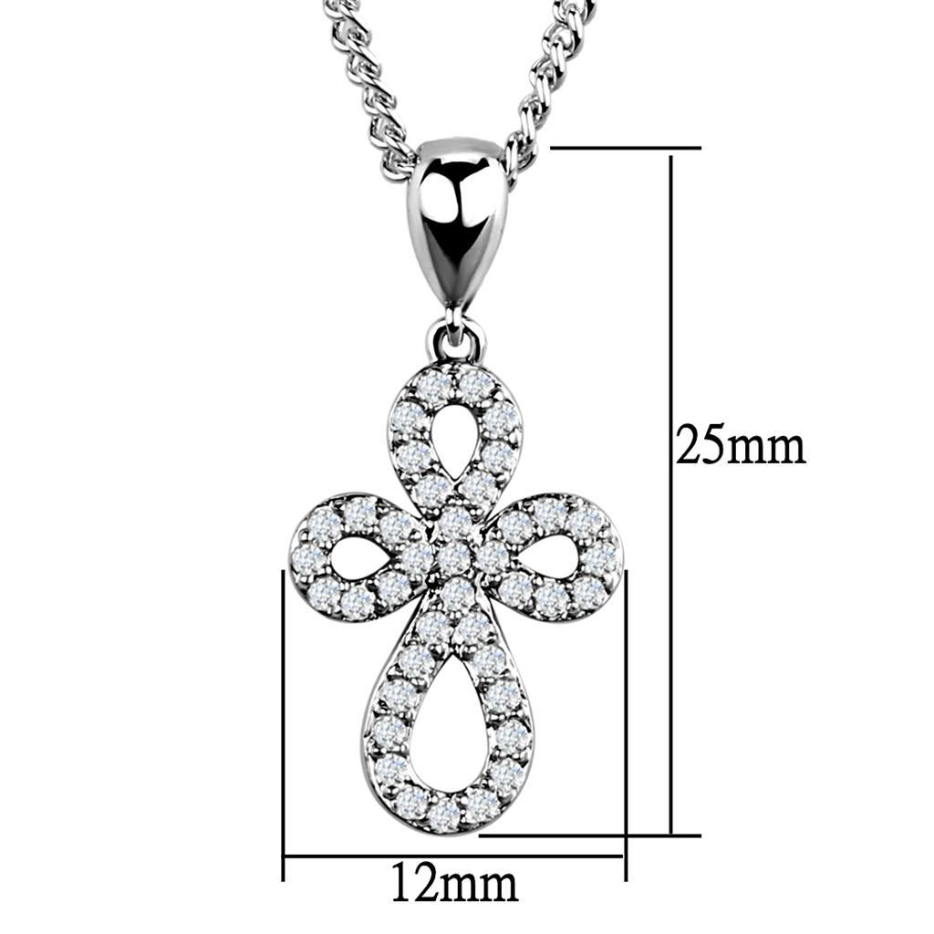 3W845 - Rhodium Brass Chain Pendant with AAA Grade CZ in Clear-1