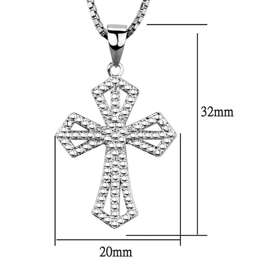 3W850 - Rhodium Brass Chain Pendant with AAA Grade CZ in Clear-1