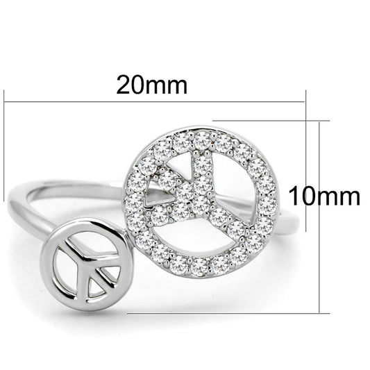 3W853 - Rhodium Brass Ring with AAA Grade CZ in Clear-1