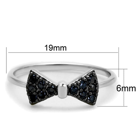 3W856 - Rhodium + Ruthenium Brass Ring with AAA Grade CZ in Black Diamond-1