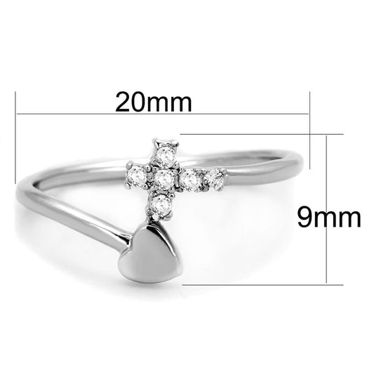 3W860 - Rhodium Brass Ring with AAA Grade CZ in Clear-1