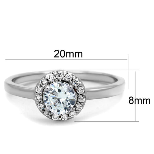 3W863 - Rhodium Brass Ring with AAA Grade CZ in Clear-1