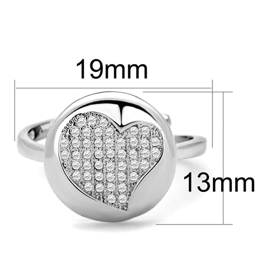 3W864 - Rhodium Brass Ring with AAA Grade CZ in Clear-1