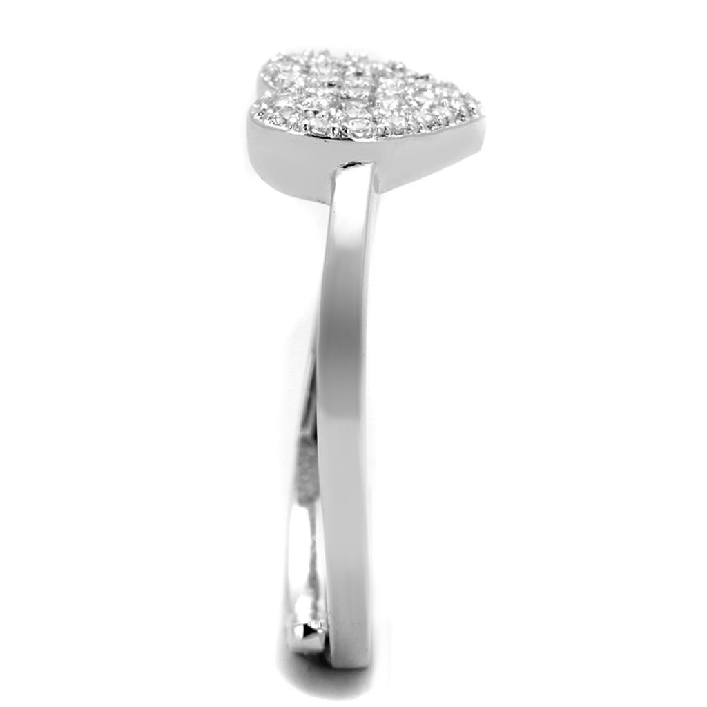 3W865 - Rhodium Brass Ring with AAA Grade CZ in Clear-3
