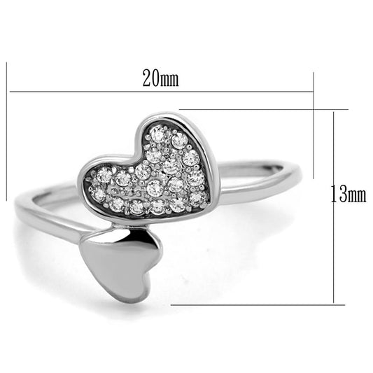 3W867 - Rhodium Brass Ring with AAA Grade CZ in Clear-1