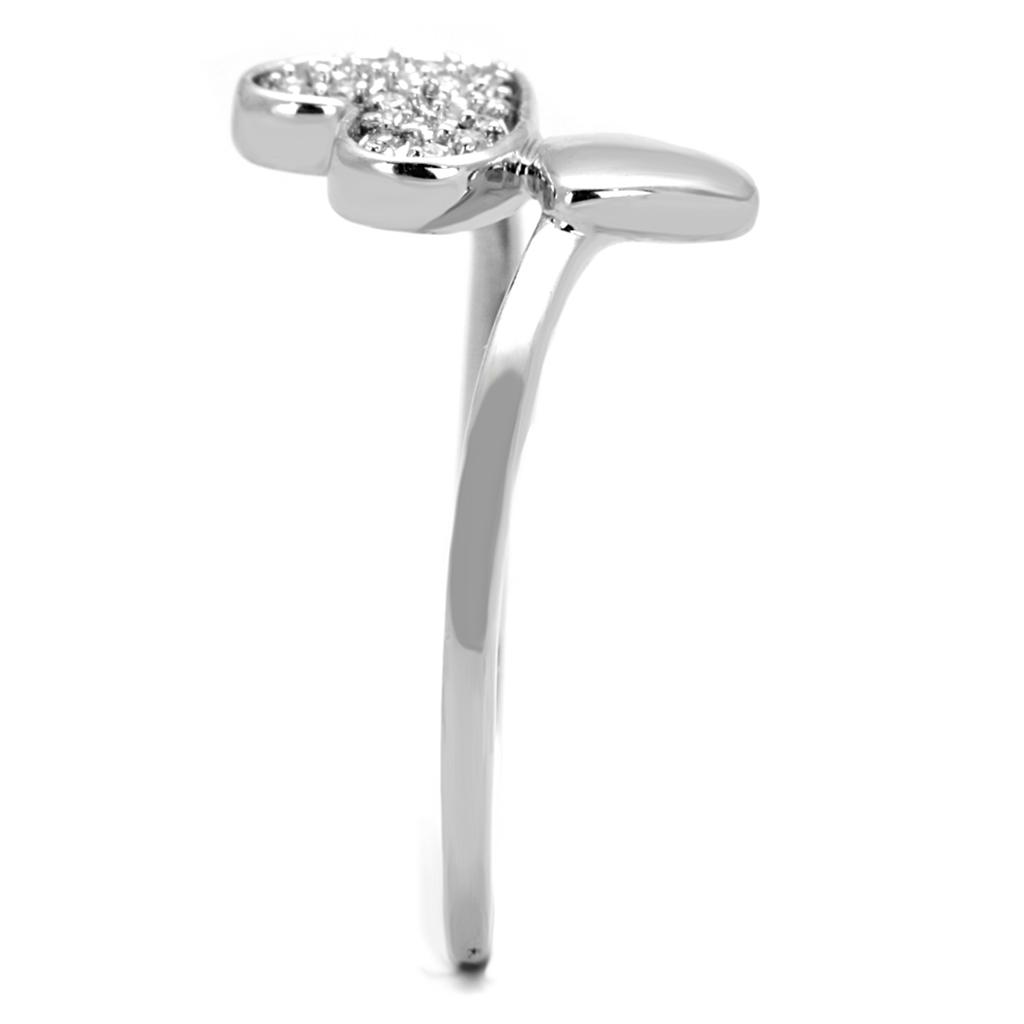 3W867 - Rhodium Brass Ring with AAA Grade CZ in Clear-3