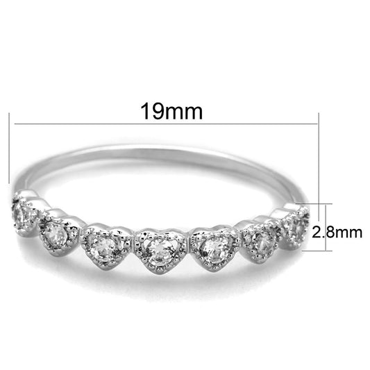 3W868 - Rhodium Brass Ring with AAA Grade CZ in Clear-1