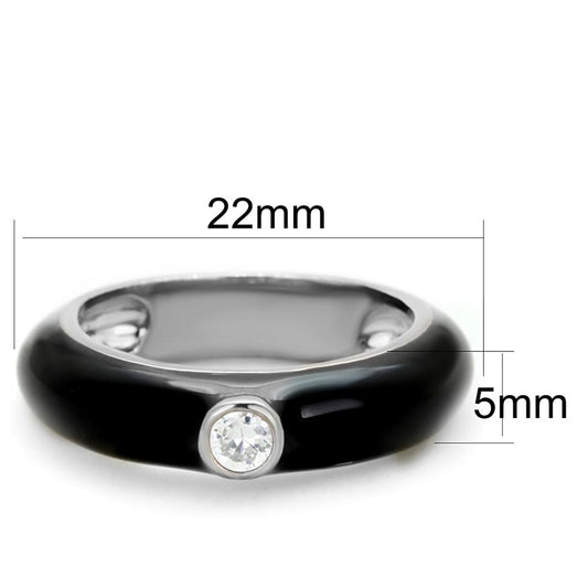 3W873 - Rhodium Brass Ring with AAA Grade CZ in Clear-1