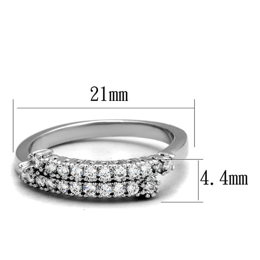 3W879 - Rhodium Brass Ring with AAA Grade CZ in Clear-1