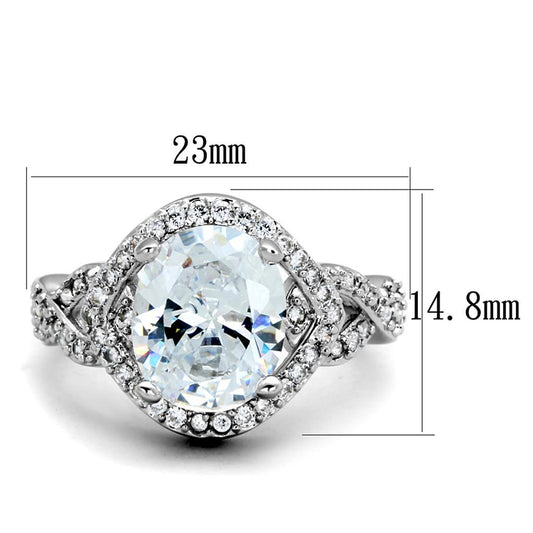 3W880 - Rhodium Brass Ring with AAA Grade CZ in Clear-1
