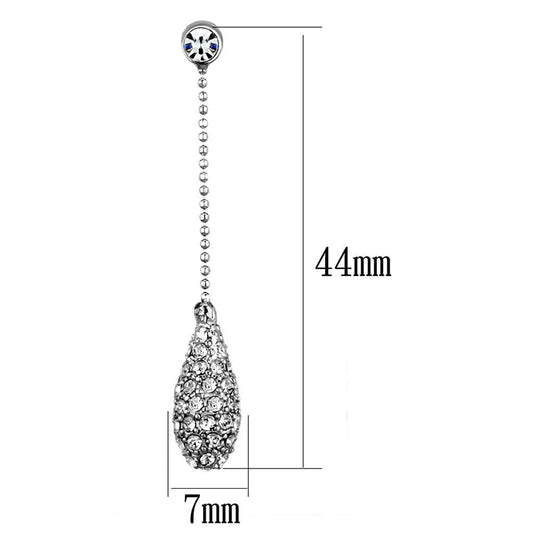 3W898 - Rhodium Brass Earrings with Top Grade Crystal in Clear-1