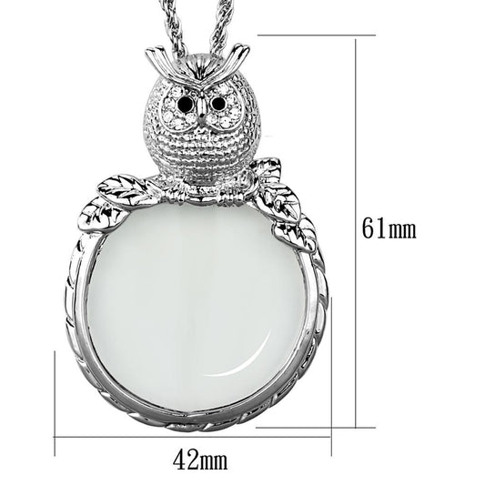 3W917 - Rhodium Brass Magnifier pendant with Top Grade Crystal in Clear-1