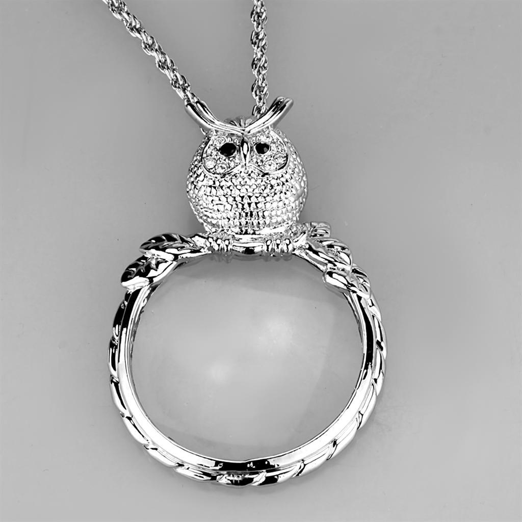 3W917 - Rhodium Brass Magnifier pendant with Top Grade Crystal in Clear-2