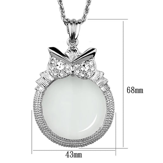 3W921 - Rhodium Brass Magnifier pendant with Top Grade Crystal in Clear-1