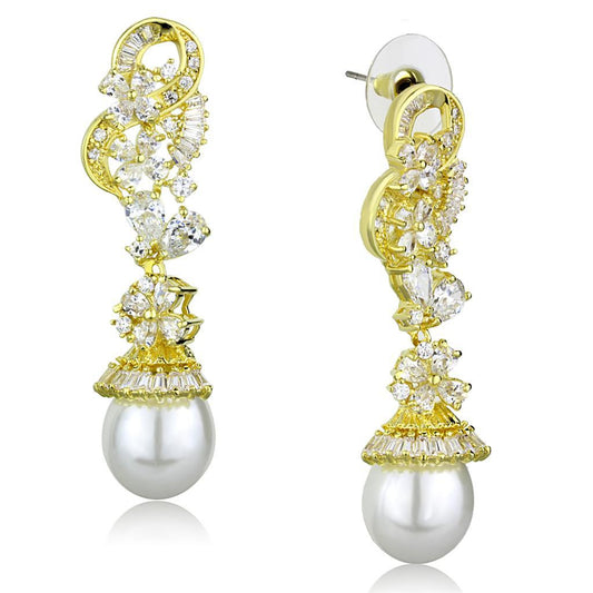 3W945 - Gold Brass Jewelry Sets with AAA Grade CZ in Clear-1