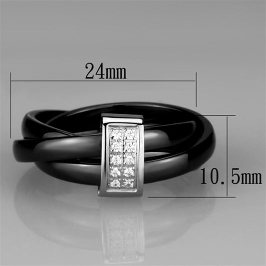 3W950 - High polished (no plating) Stainless Steel Ring with Ceramic in Jet-1