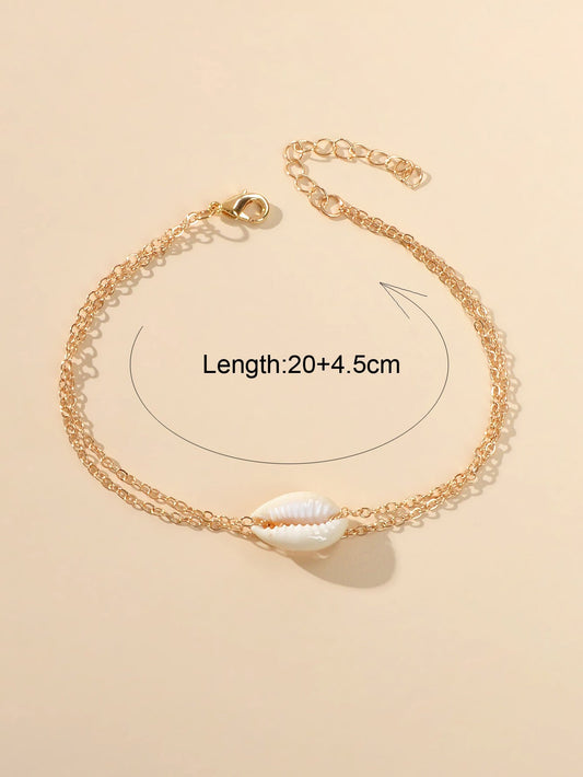 Barefoot Sandals Ankle Boho Chic Chain Beads Shell Anklet Bracelet Beach Jewelry-1