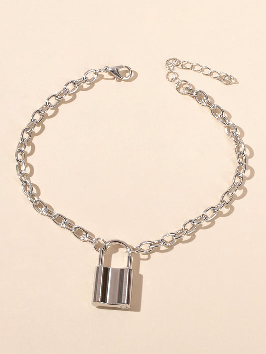 Foot Beach Jewellery 1pc Punk Silver Lock Charm Barefoot Sandals Ankle Bracelet-1