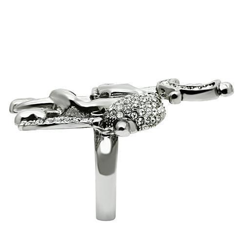 3W003 - Ruthenium White Metal Ring with Top Grade Crystal in Clear-4