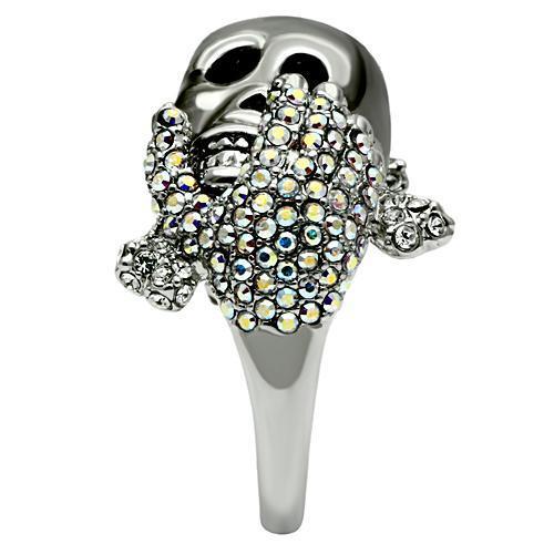 3W006 - Rhodium + Ruthenium White Metal Ring with Top Grade Crystal in Aurora Borealis (Rainbow Effect)-4
