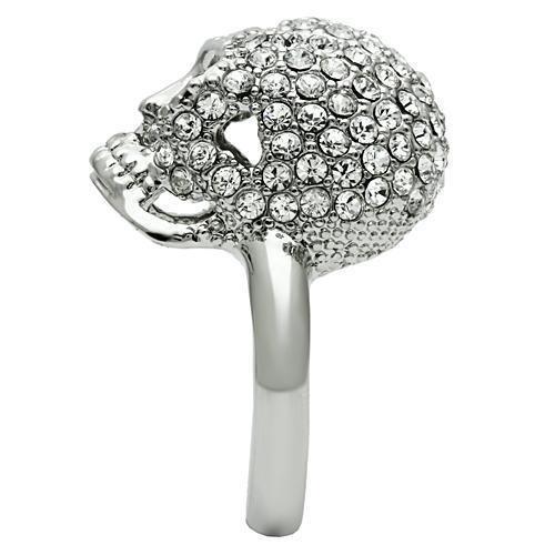 3W008 - Rhodium White Metal Ring with Top Grade Crystal in Clear-4