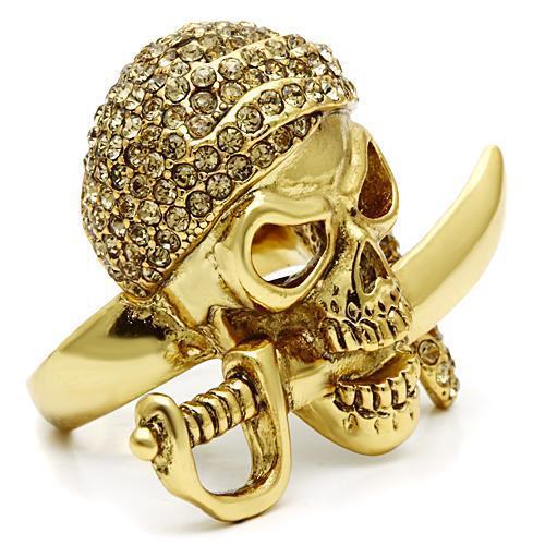 3W011 - Gold White Metal Ring with Top Grade Crystal in Citrine Yellow-4