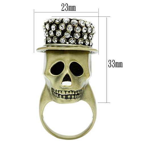 3W013 - Antique Copper White Metal Ring with Top Grade Crystal in Clear-1