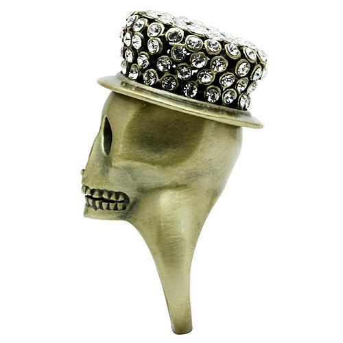 3W013 - Antique Copper White Metal Ring with Top Grade Crystal in Clear-4