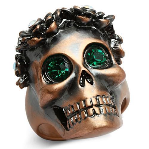 3W014 - Ancientry Gold White Metal Ring with Top Grade Crystal in Emerald-0