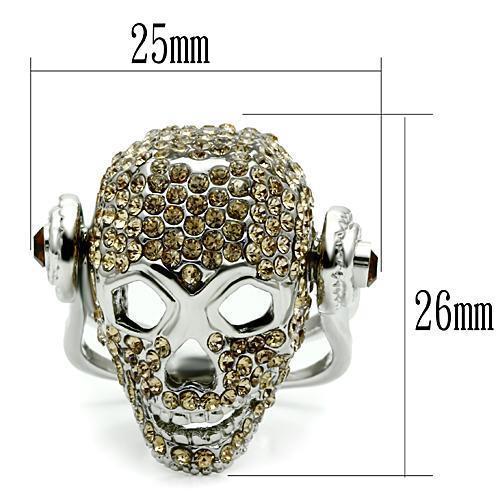 3W016 - Rhodium White Metal Ring with Top Grade Crystal in Citrine Yellow-1