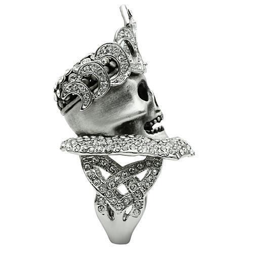 3W018 - Matte Rhodium & Rhodium White Metal Ring with Top Grade Crystal in Clear-4