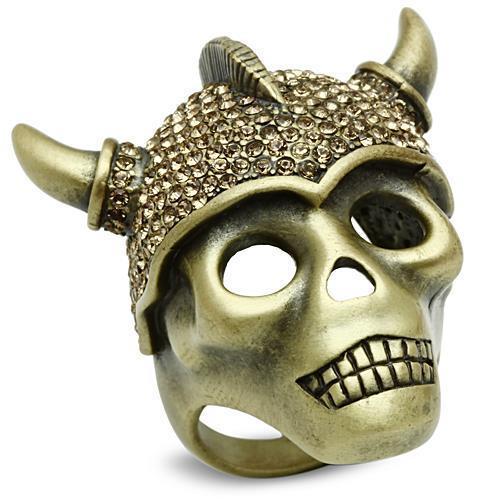 3W019 - Antique Copper White Metal Ring with Top Grade Crystal in Citrine Yellow-0