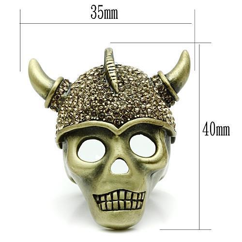 3W019 - Antique Copper White Metal Ring with Top Grade Crystal in Citrine Yellow-1