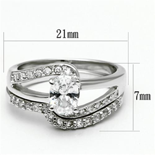 3W022 - Rhodium Brass Ring with AAA Grade CZ in Clear-1