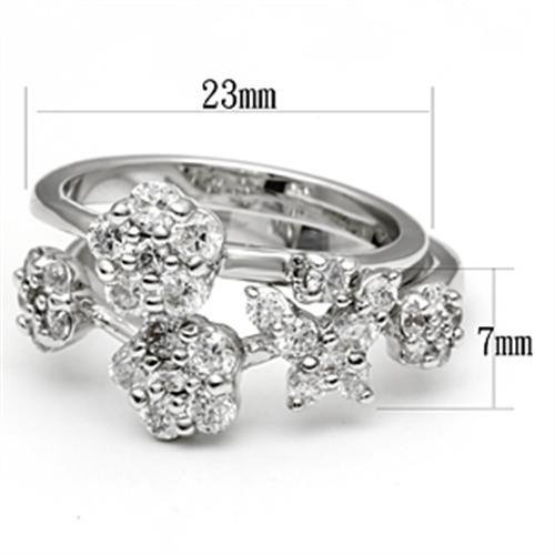3W026 - Rhodium Brass Ring with AAA Grade CZ in Clear-1