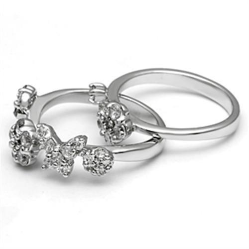3W026 - Rhodium Brass Ring with AAA Grade CZ in Clear-3