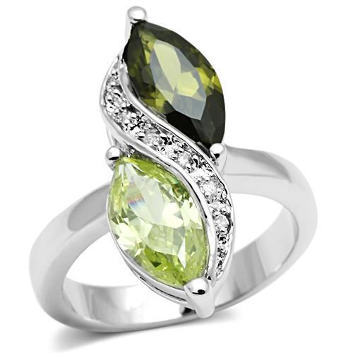 3W033 - Rhodium Brass Ring with AAA Grade CZ in Multi Color-0
