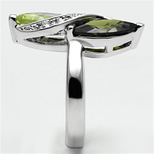 3W033 - Rhodium Brass Ring with AAA Grade CZ in Multi Color-3