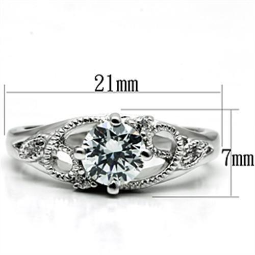 3W034 - Rhodium Brass Ring with AAA Grade CZ in Clear-1