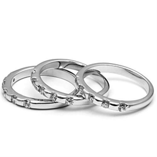 3W038 - Rhodium Brass Ring with AAA Grade CZ in Clear-3