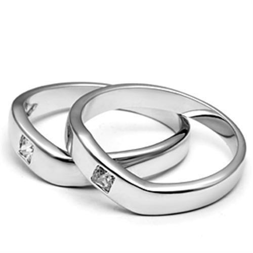 3W039 - Rhodium Brass Ring with AAA Grade CZ in Clear-3