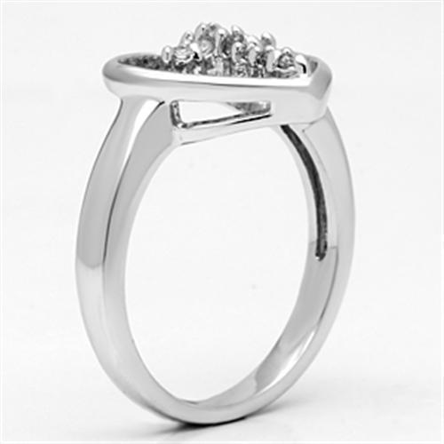 3W046 - Rhodium Brass Ring with AAA Grade CZ in Clear-3