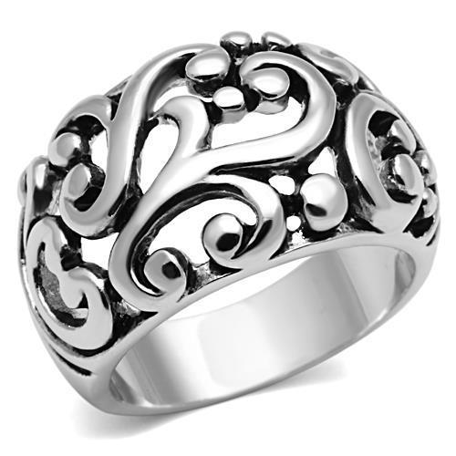 3W052 - Rhodium Brass Ring with No Stone-0