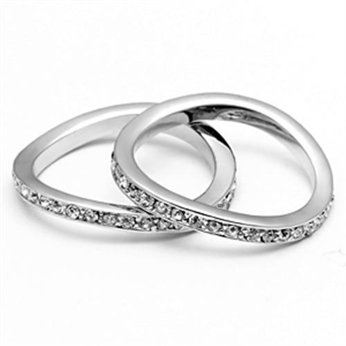 3W053 - Rhodium Brass Ring with Top Grade Crystal in Clear-3