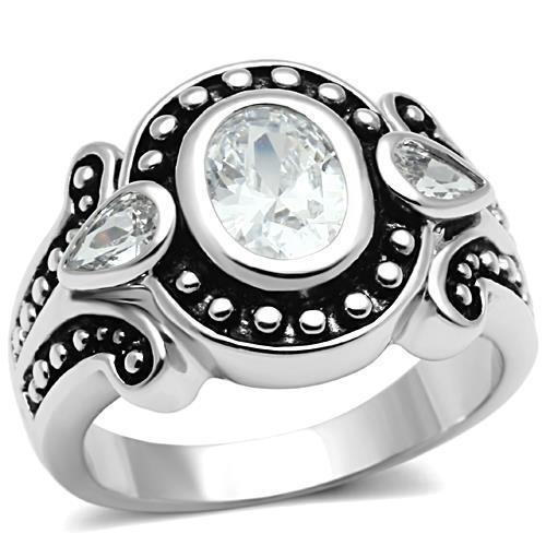 3W056 - Rhodium Brass Ring with AAA Grade CZ in Clear-0