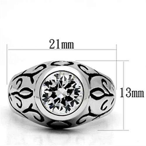 3W057 - Rhodium Brass Ring with AAA Grade CZ in Clear-1