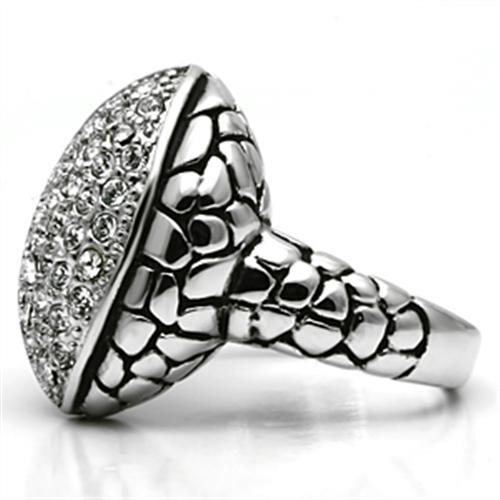 3W058 - Rhodium Brass Ring with Top Grade Crystal in Clear-3